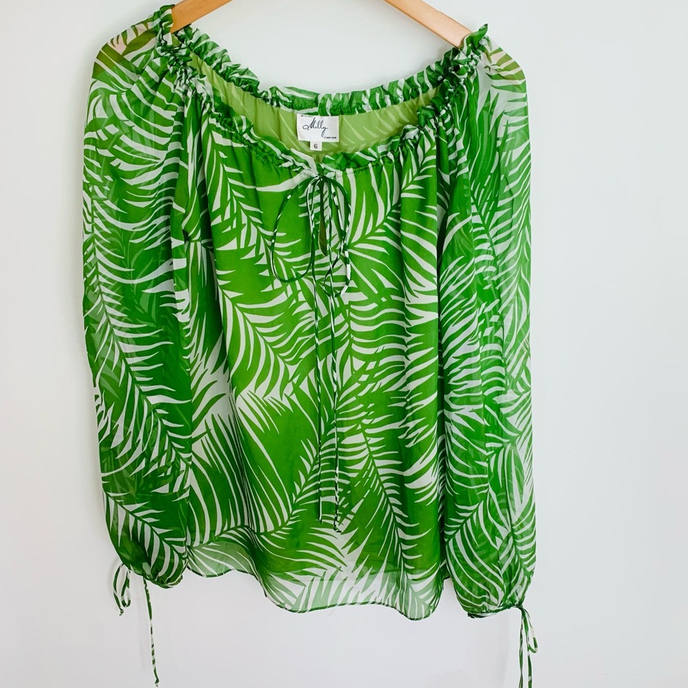 Milly of New York Botanical Print Silk Blouse